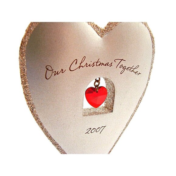 Hallmark Keepsake Heart Ornament Our Christmas Together Silver Red Heart Stone - Picture 3 of 12